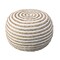 Laddha Home Designs 20" Tan and White Two Tone Hand Knitted Round Pouf Ottoman
